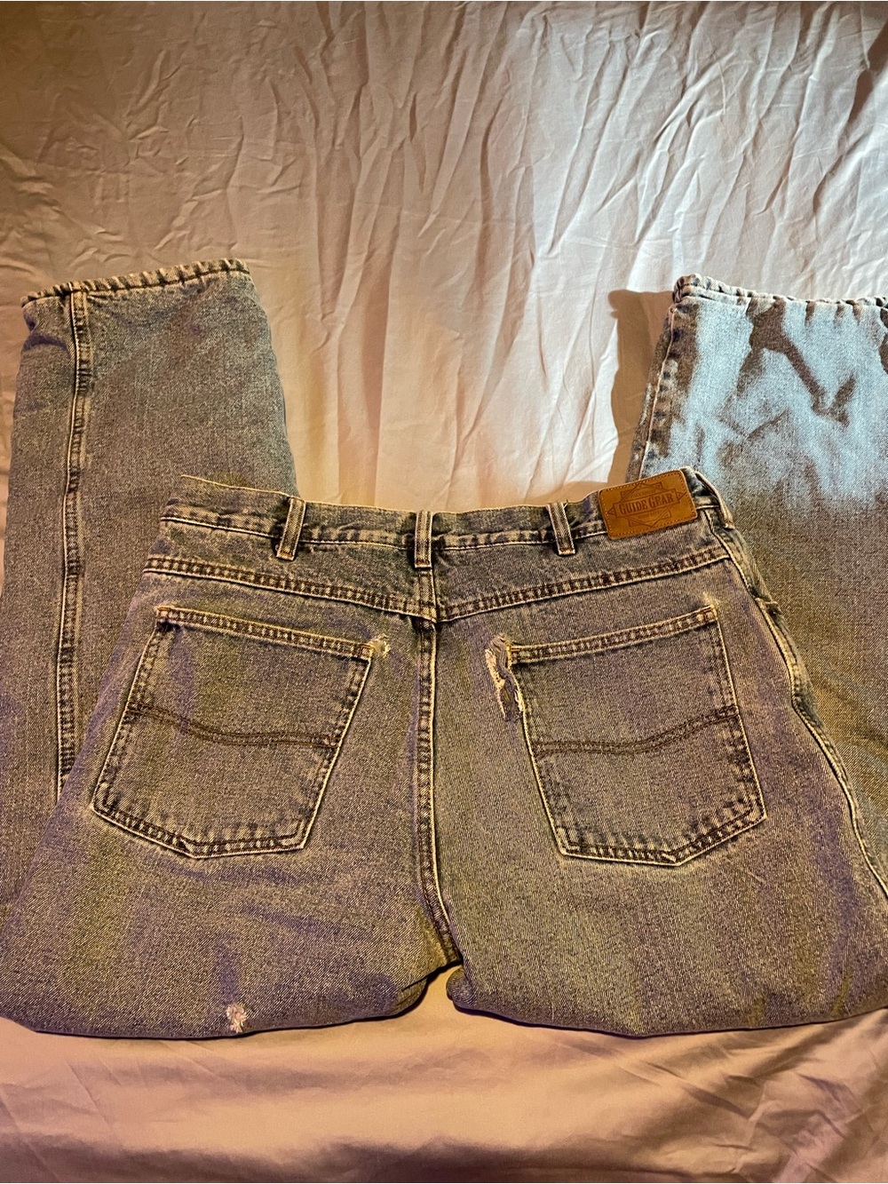 Vintage Light Blue Men’s Fleece LinedJeans - Classic Back Pocket Design